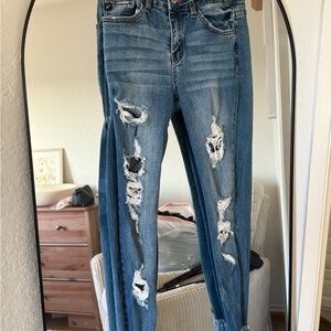 Distressed Blue Jeans
